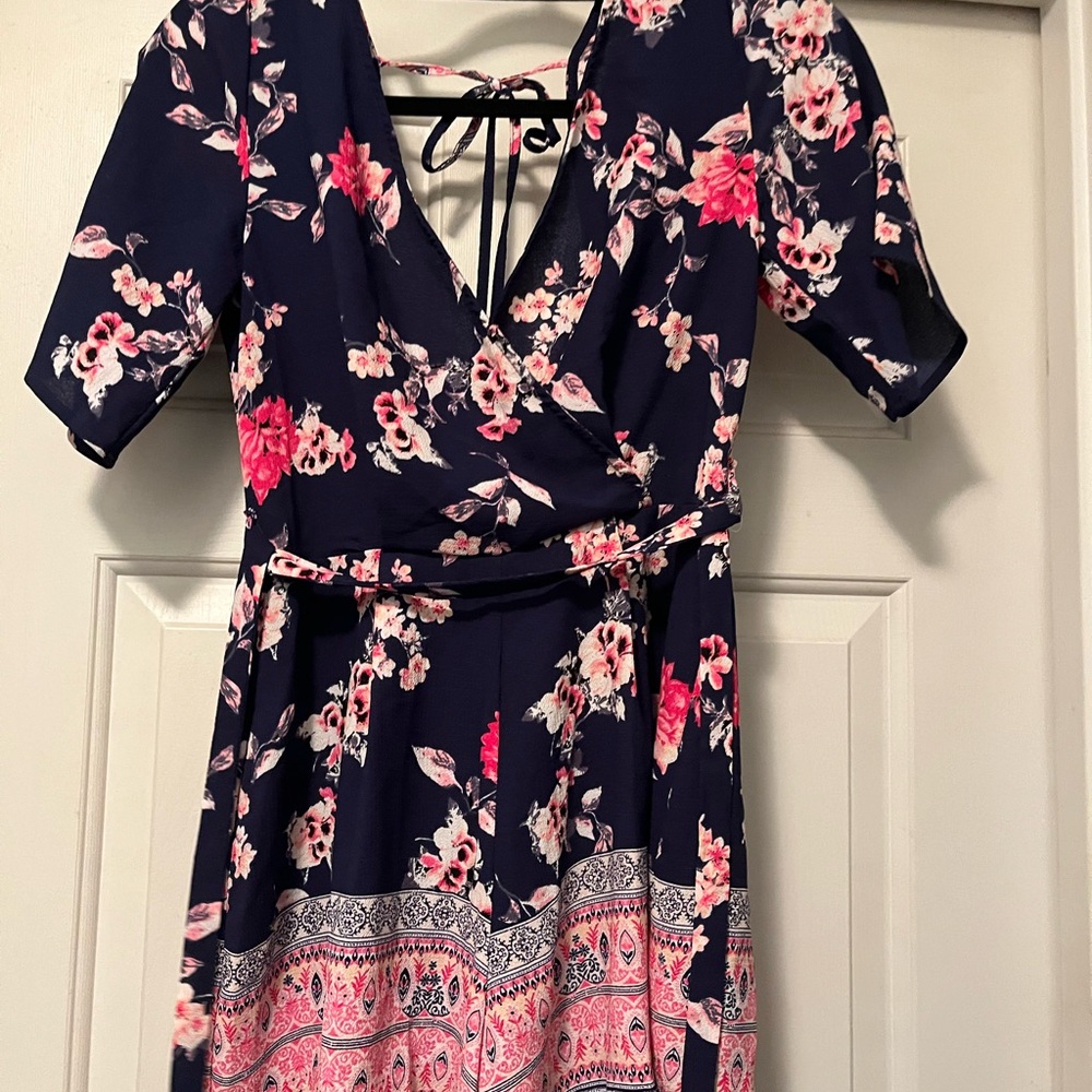 Trixx clothing company Floral Navy and Pink romper shorts xxl